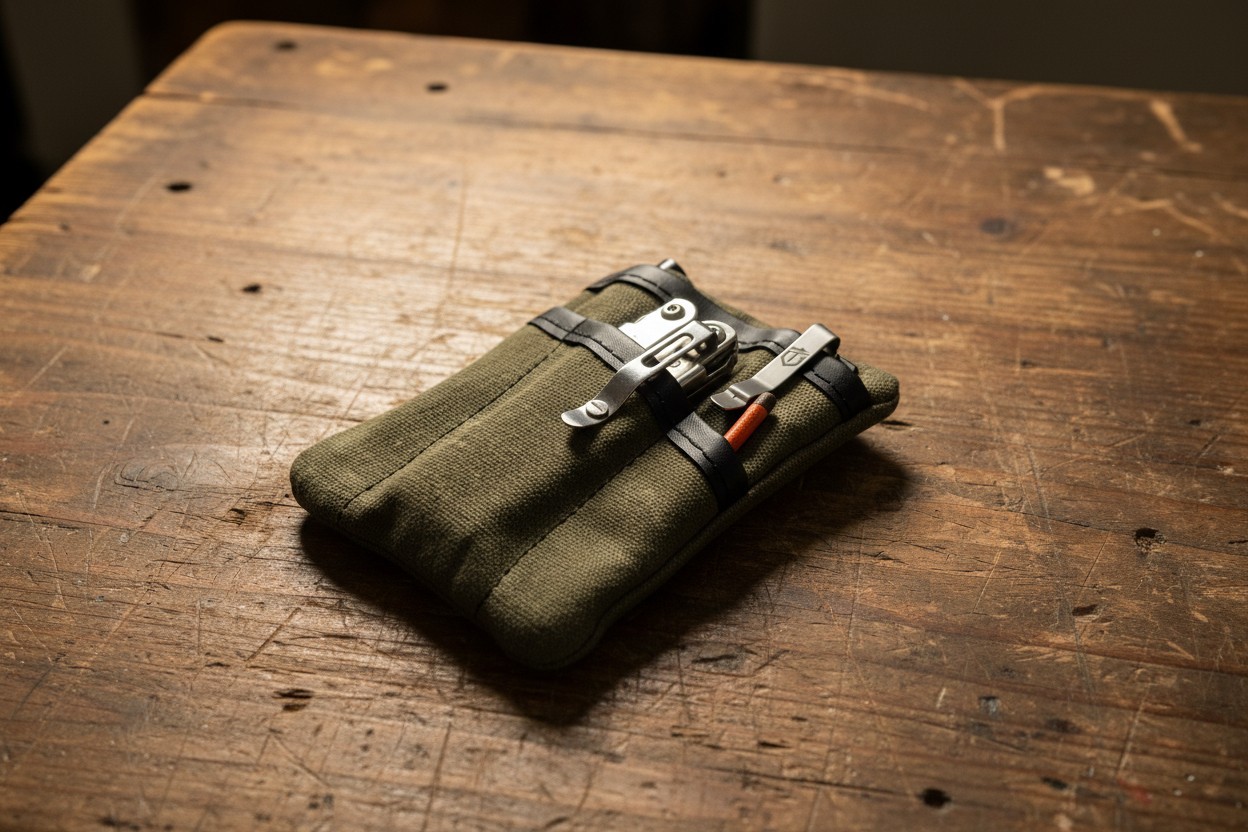 Waxed Canvas Pocket EDC Organizer - Forest Green
