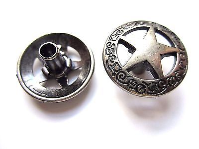 5/8th inch Texas Ranger Badge Star Concho Brushed Antique Silver Medallions