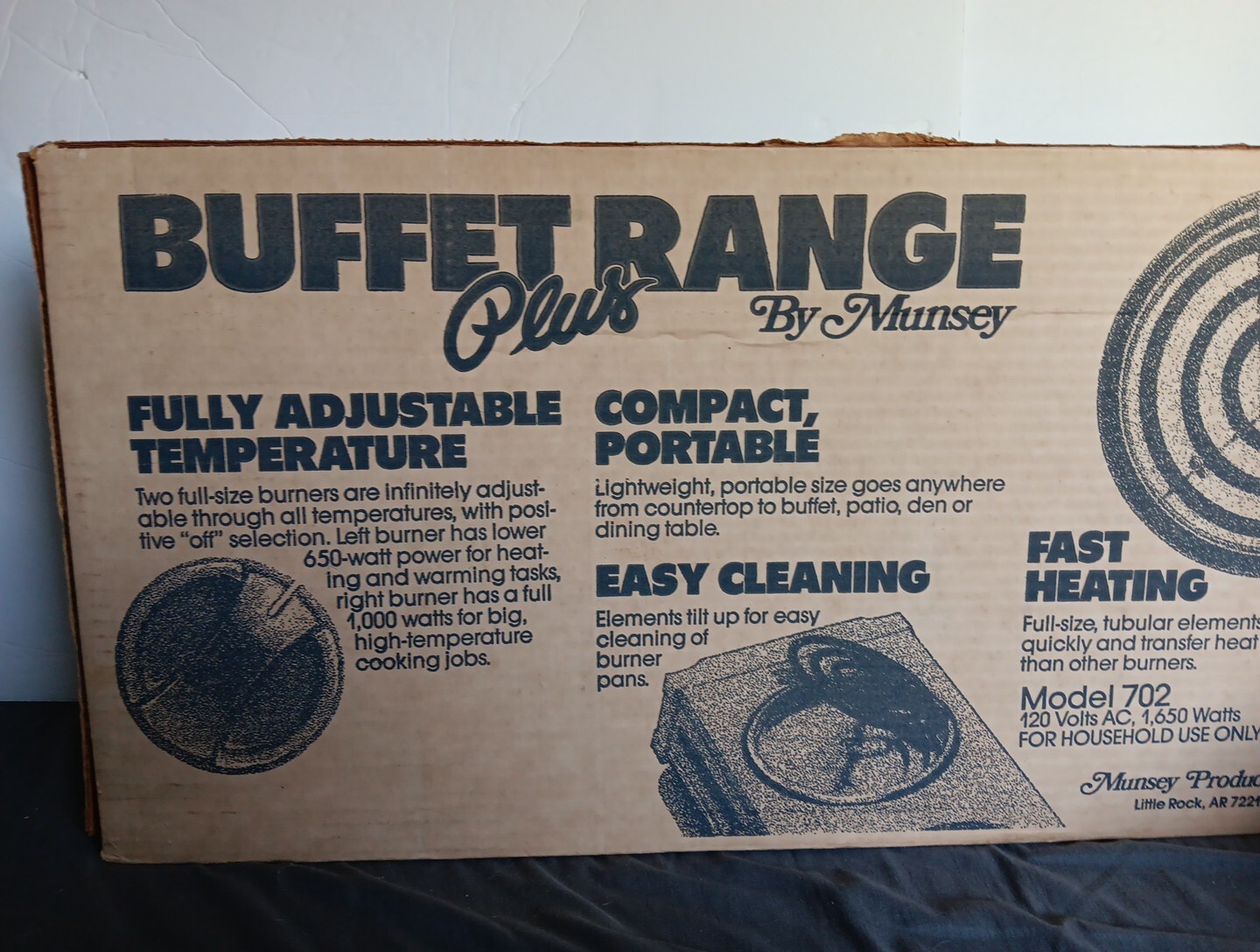 Vtg Buffet Range Plus Munsey Model 702 U.S.A Sealed Box 2 Burner N.O.S Retro Kit