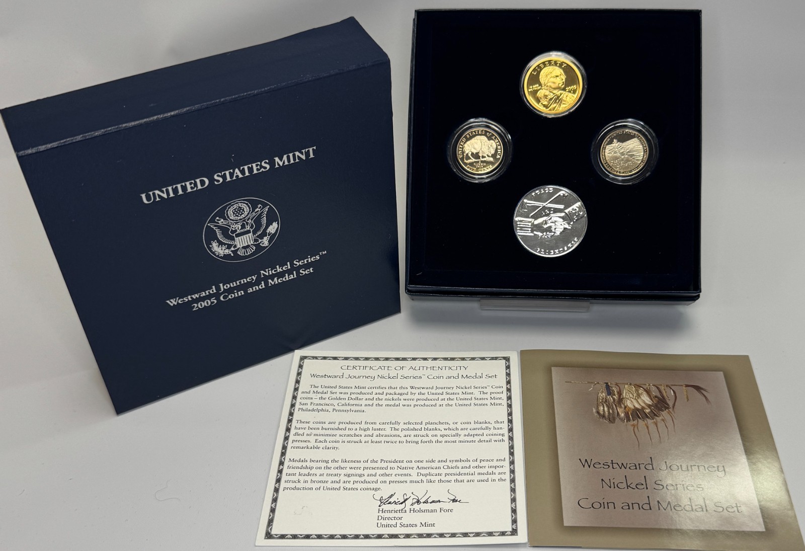 2005 Westward Journey Nickel Series Coin and Medal Mint Proof Set with Box & COA