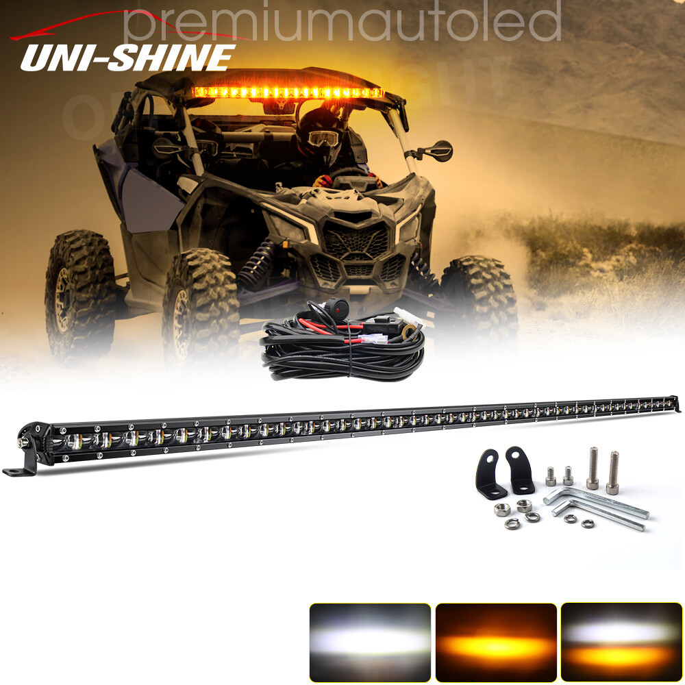 For Can-am Maverick X3 2017 Upper Roof 50" Strobe Amber White LED Light Bar+Wire