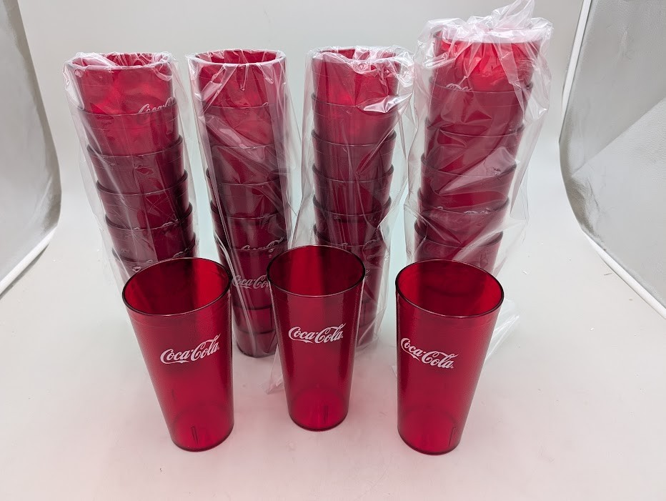 20-24oz Restaurant Grade Red Coca Cola Heavy-Duty Plastic Tumblers