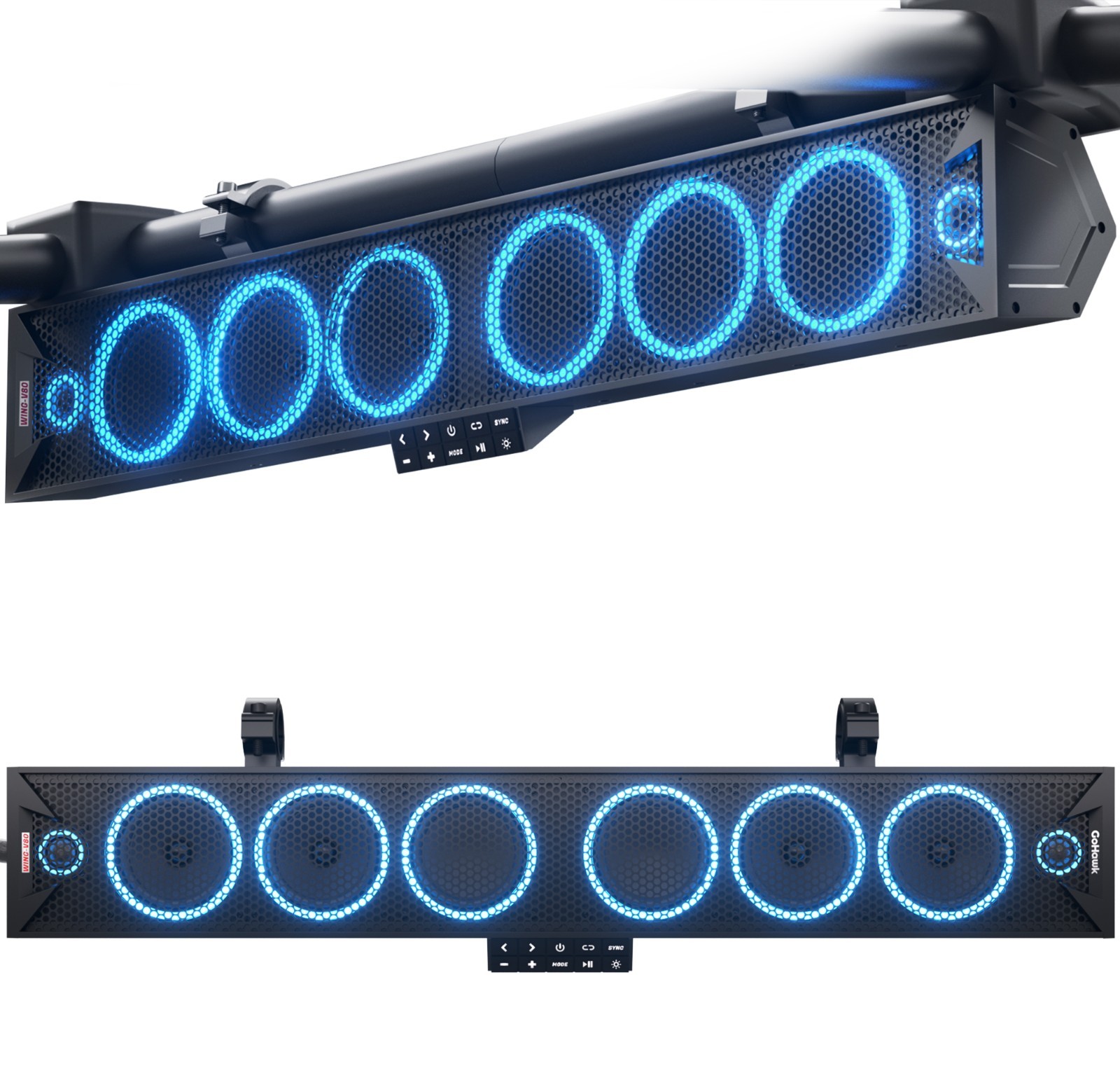 Waterproof Bluetooth UTV Sound bar 8 Speaker RZR Polaris 600W Audio Radio System