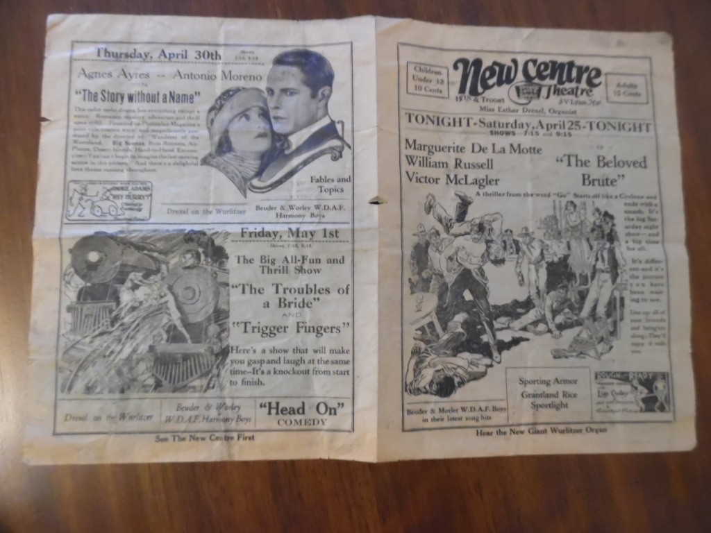 1925 New Centre Theatre Silent Movie Herald Drexel on Wurlitzer Kansas City MO