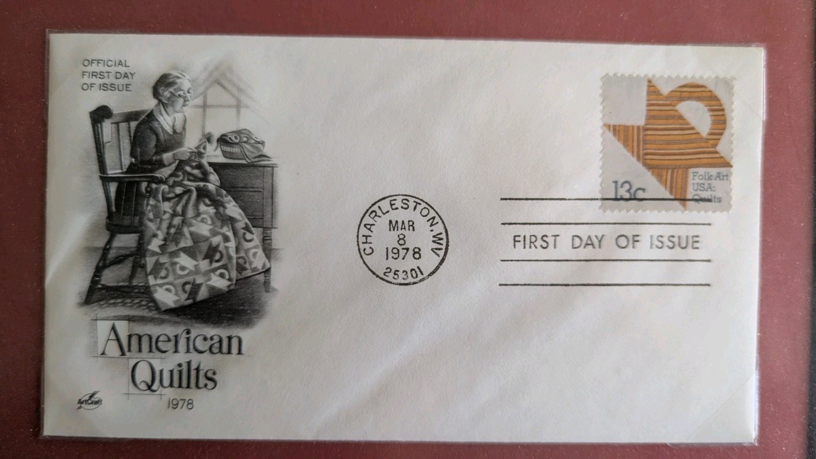 American Quilts First Day Cover Stamps 1978 Full Set Professionally Framed