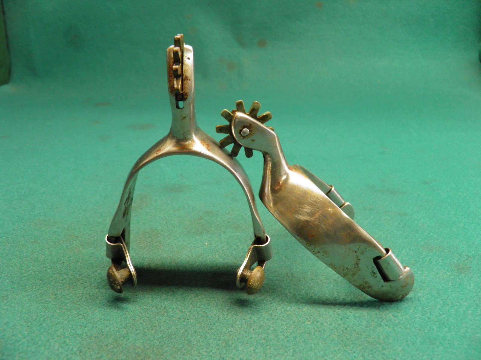 NICE VINTAGE PAIR OF STAINLESS STEEL WESTERN COWBOY SPURS