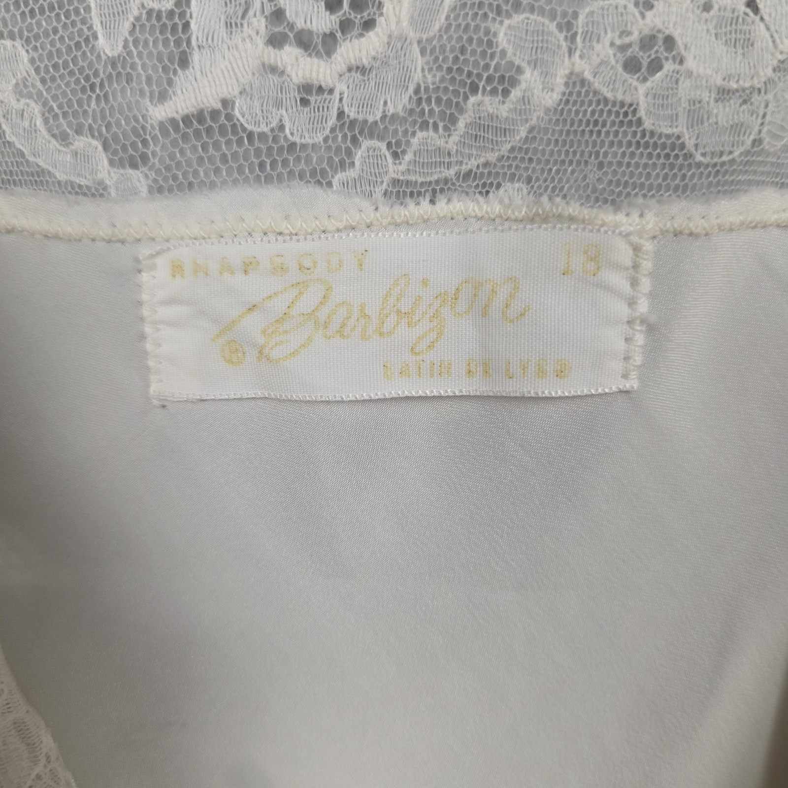 Vintage Barbizon Full Slip Womens 10 White Satin Lace Trim Rhapsody Lingerie