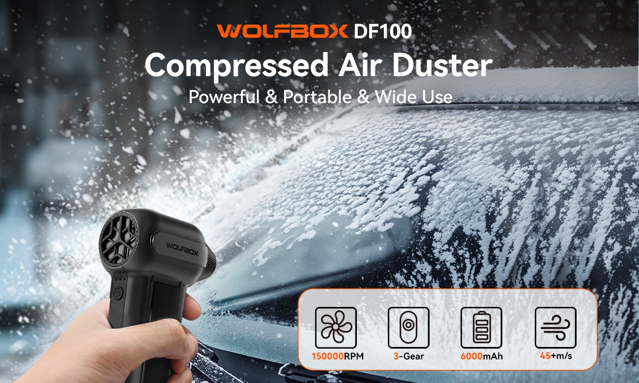 WOLFBOX Rechargeable Air Duster 150000RPM Brushless Motor Turbo Fan Blower DF100