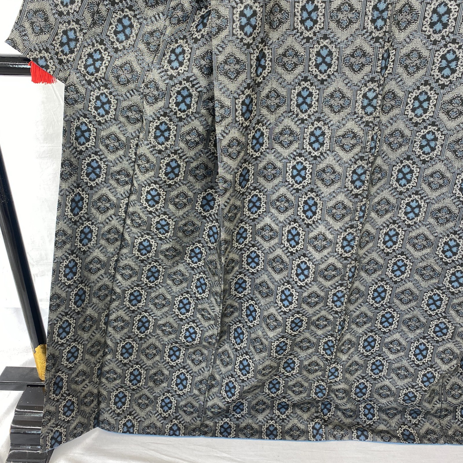 Japanese Vintage Kimono Silk Gray Oshima Traditional Authentic Length 66 in