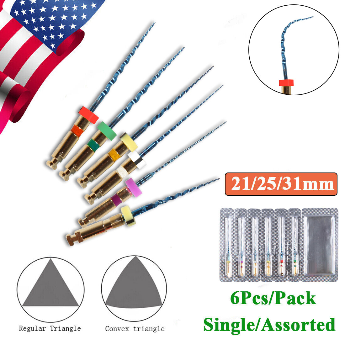 USA Dental NiTi Super Files Rotary Endodontic Endo Motor Root Canal 21/25/31MM