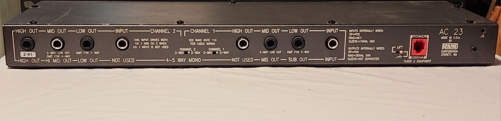 Vintage Rane AC 23 Active Crossover With Power Supply Cord Rack Mountable