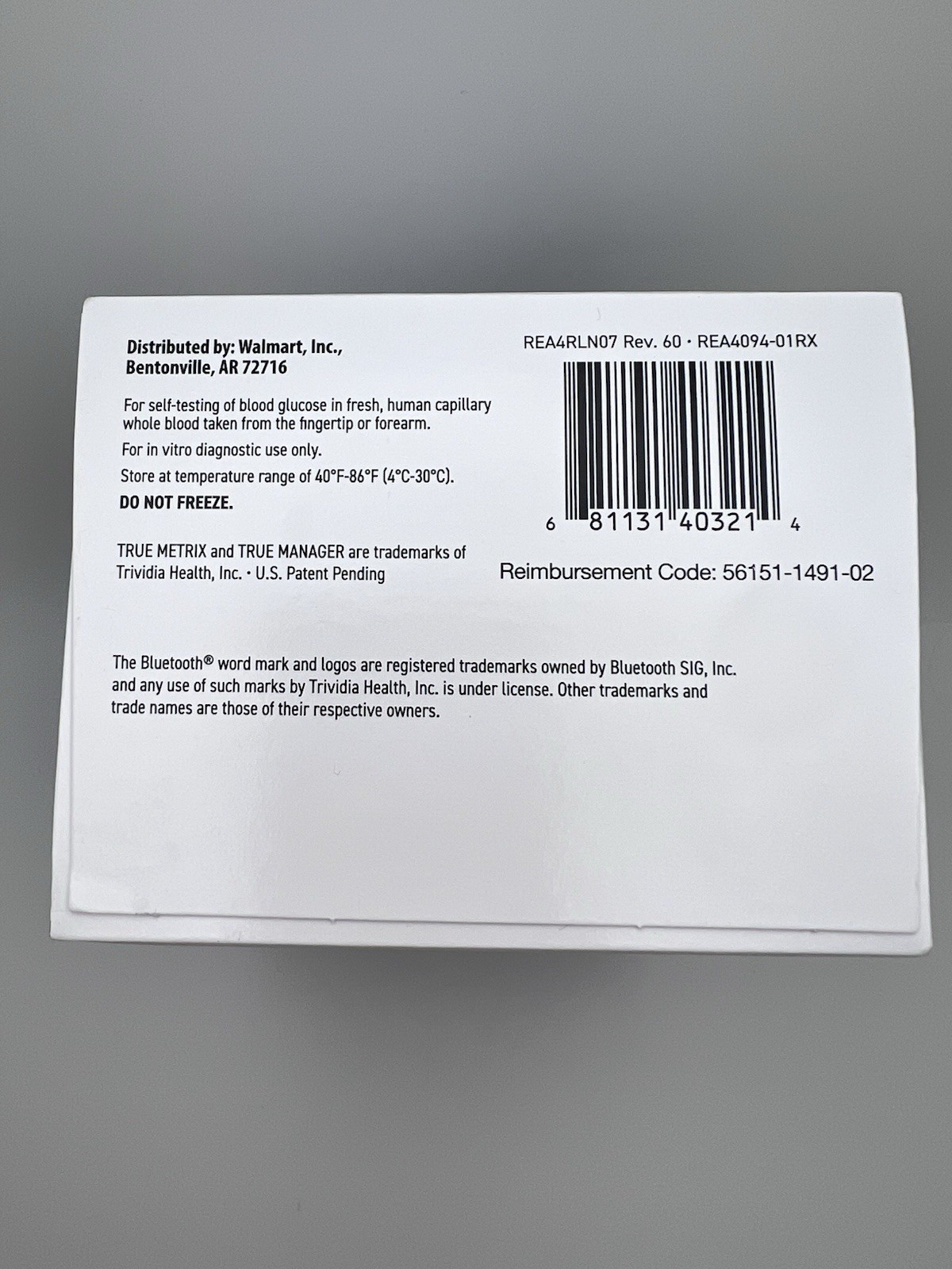 New Reli On TRUE METRIX Air Self-Monitoring Blood Glucose Meter Bluetooth Smart