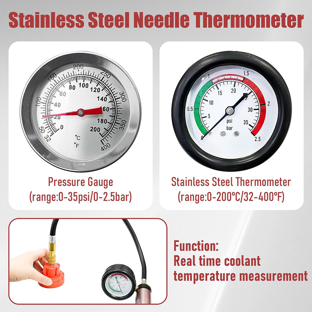 18pcs Universal Radiator Pressure Tester Kit Coolant Vacuum Type Cooling System