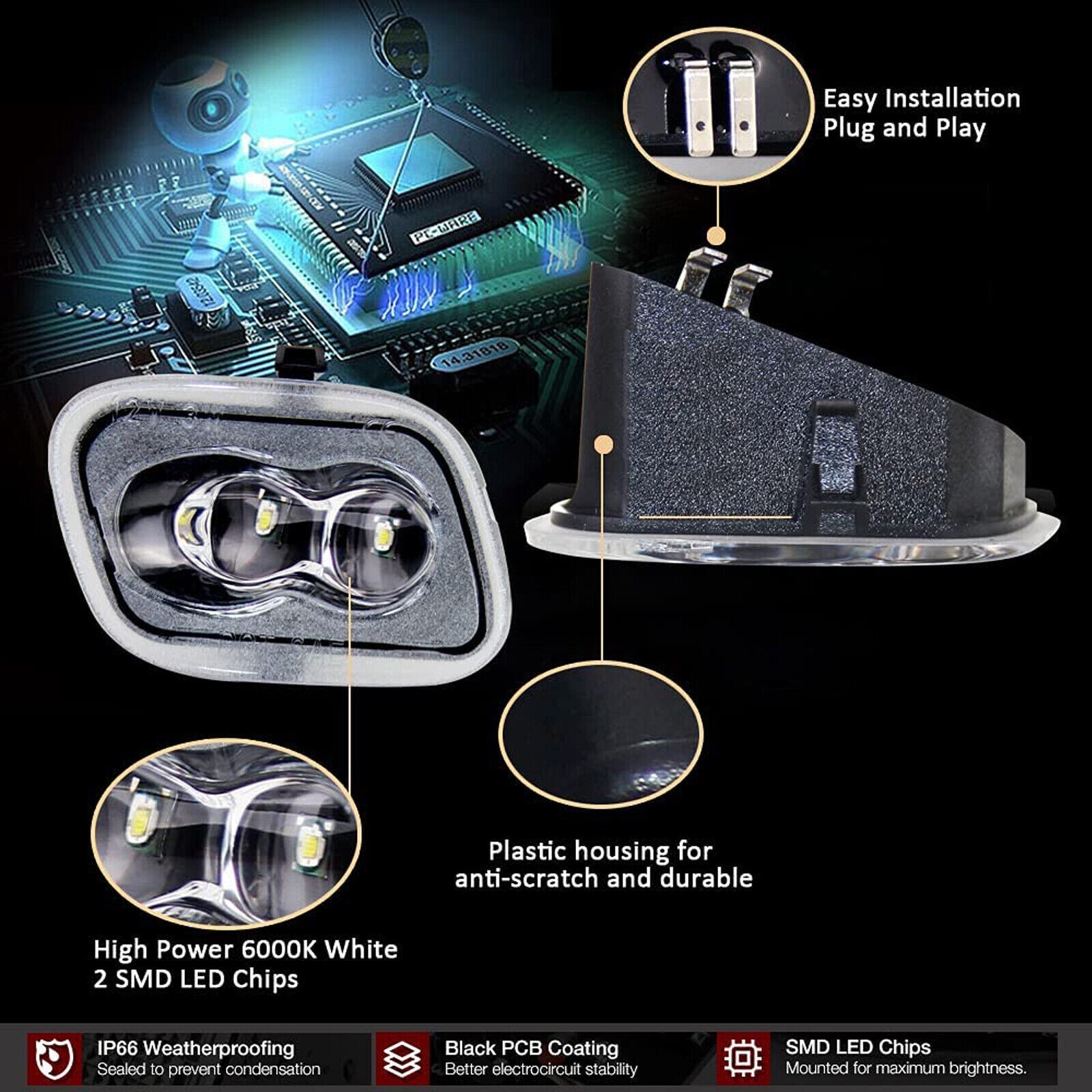 For 2015-2022 F150/17+ F250 F350 LED Tow Mirror Puddle Courtesy Light Lamp SET