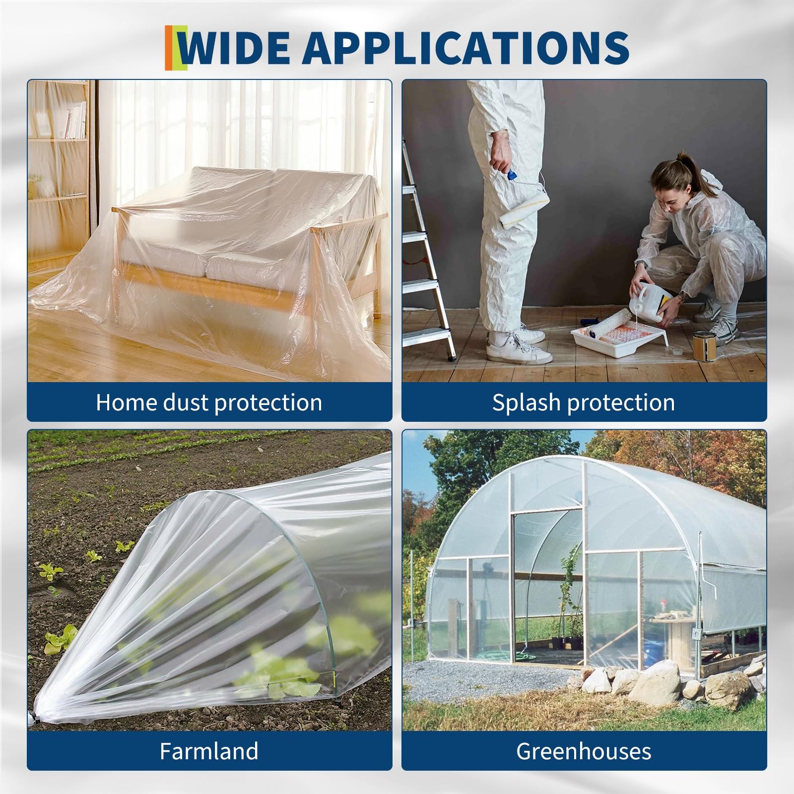 Clear Plastic Sheeting 6 Mil 26x40 ft for Farm Garden Greenhouse