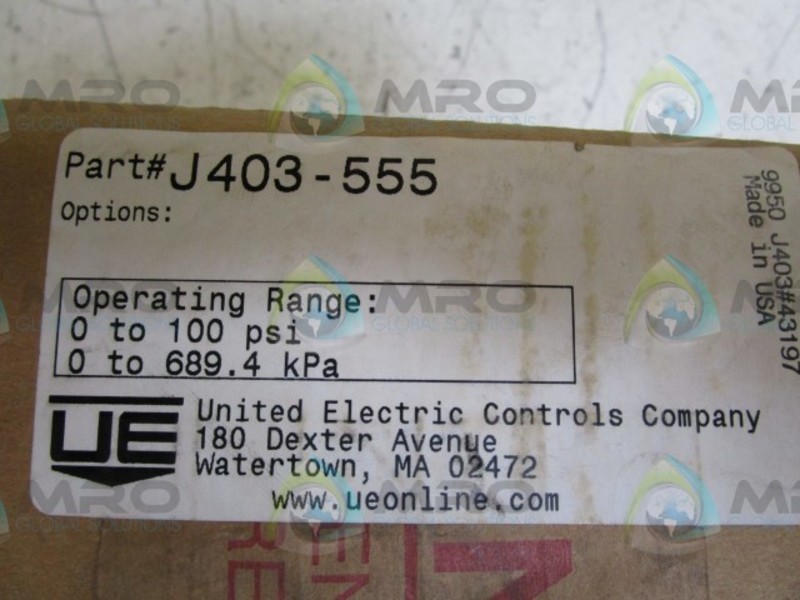 UNITED ELECTRIC J403-555 PRESSURE SWITCH NSMP