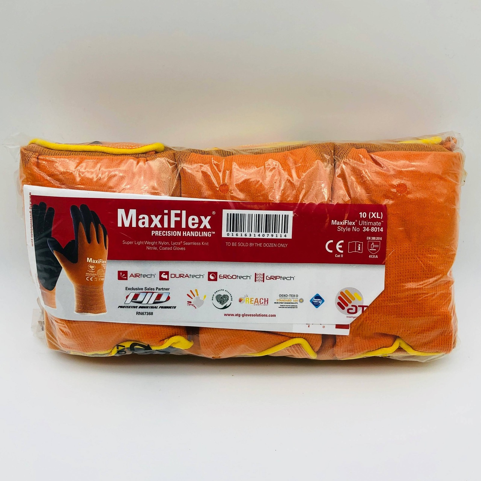 Maxiflex 34-8014 Cut Resistant Gloves XL Micro-Foam Nitrile Hi Viz Orange 12 Prs