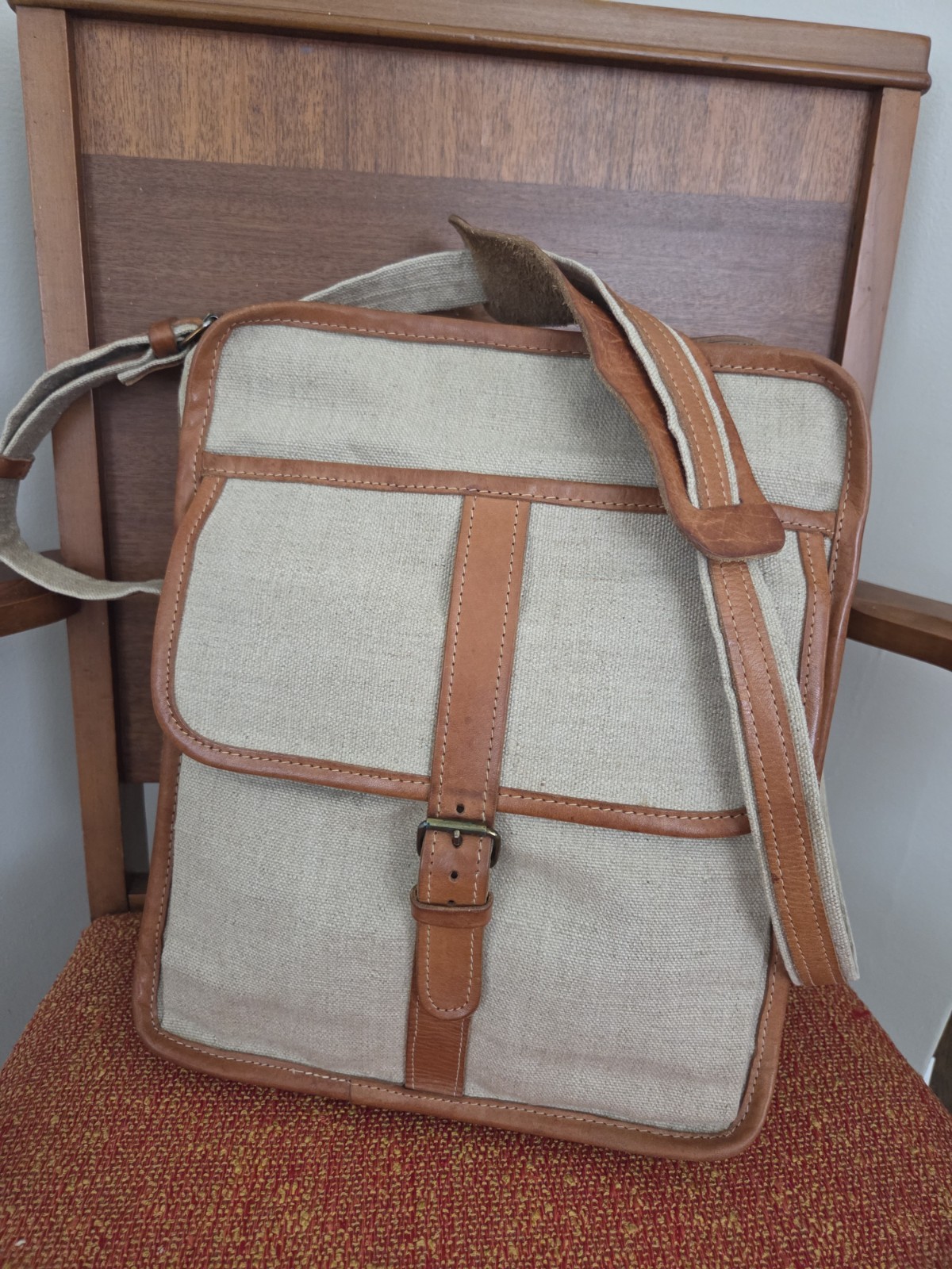 Vtg Canvas Crossbody Messenger Bag Satchel Military Safari Indiana Jones