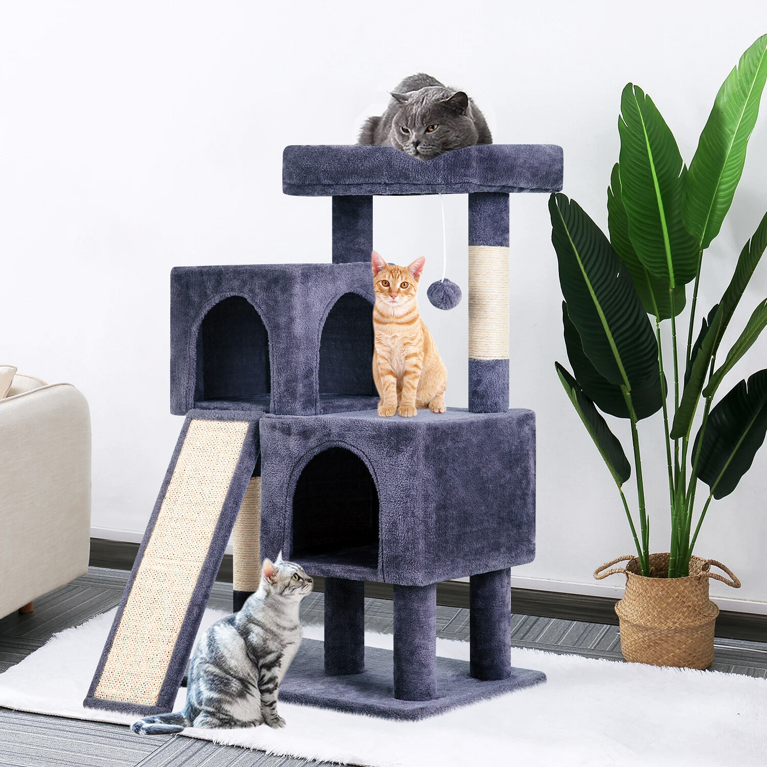 BestPet 36 inches Cat Tree for Indoor Cats Cat Tower with Scratching Posts Multi