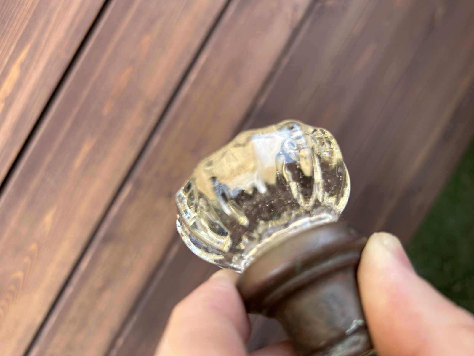 Vintage Brass Glass Door Knob w/bonus similar Matching Knob