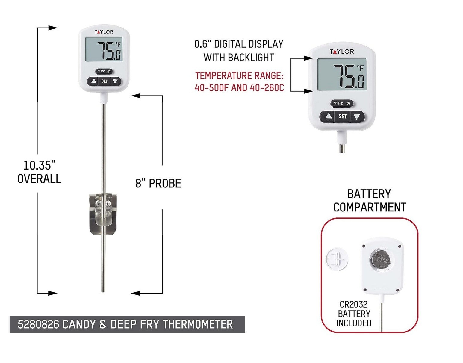 Taylor Candy Thermometer & Deep Fry Therm  /  Digital #5280826  /  free shipping