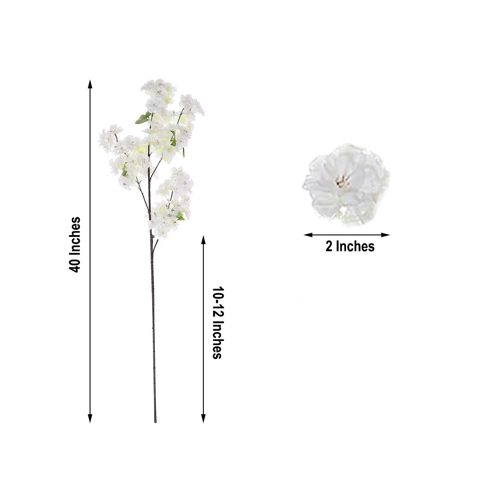 4 WHITE 40" tall Bushes with Silk Cherry Blossoms Flowers Party Wedding Bouquets