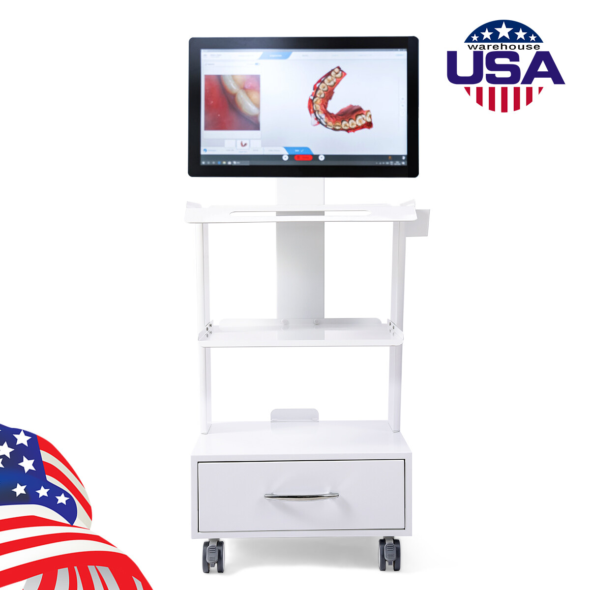 Dental Mobile RollingTrolley Cart /Medical Utility Cart fit Intra Scanner