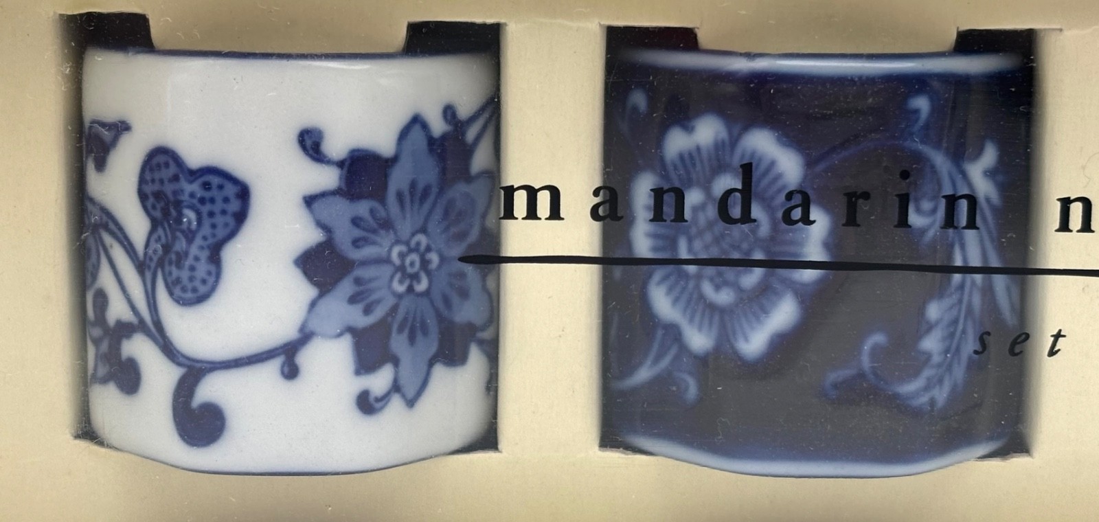 Pier One Imports Mandarin Napkin Rings Set of 4 Blue & White Floral Porcelain