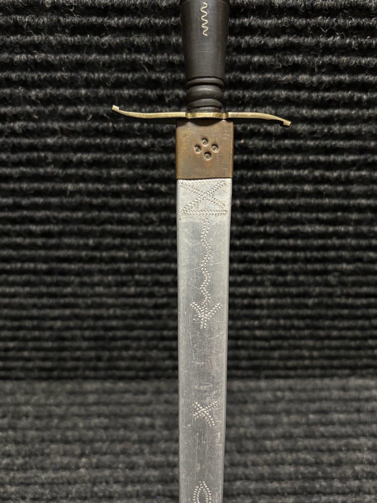 Vintage Luzon Philippine Dagger Engraved Brass Blade Scabbard Tourist Souvenir