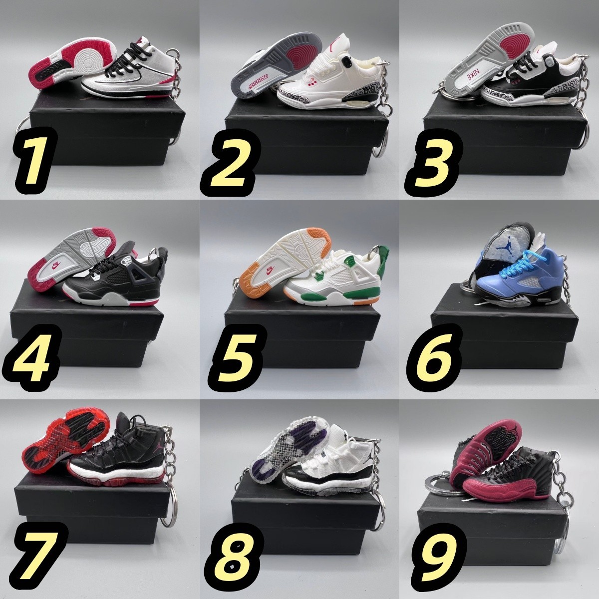 Variety Sneaker Key Chain Jordan Mini Shoe Keychain With or Without Box