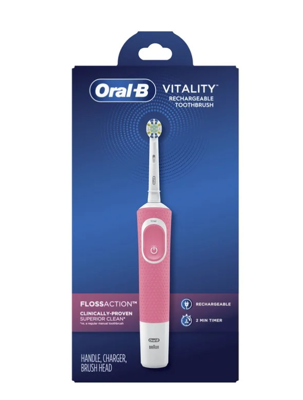 Oral-B Vitality FlossAction Pink Rotating Electric Toothbrush Rechargeable
