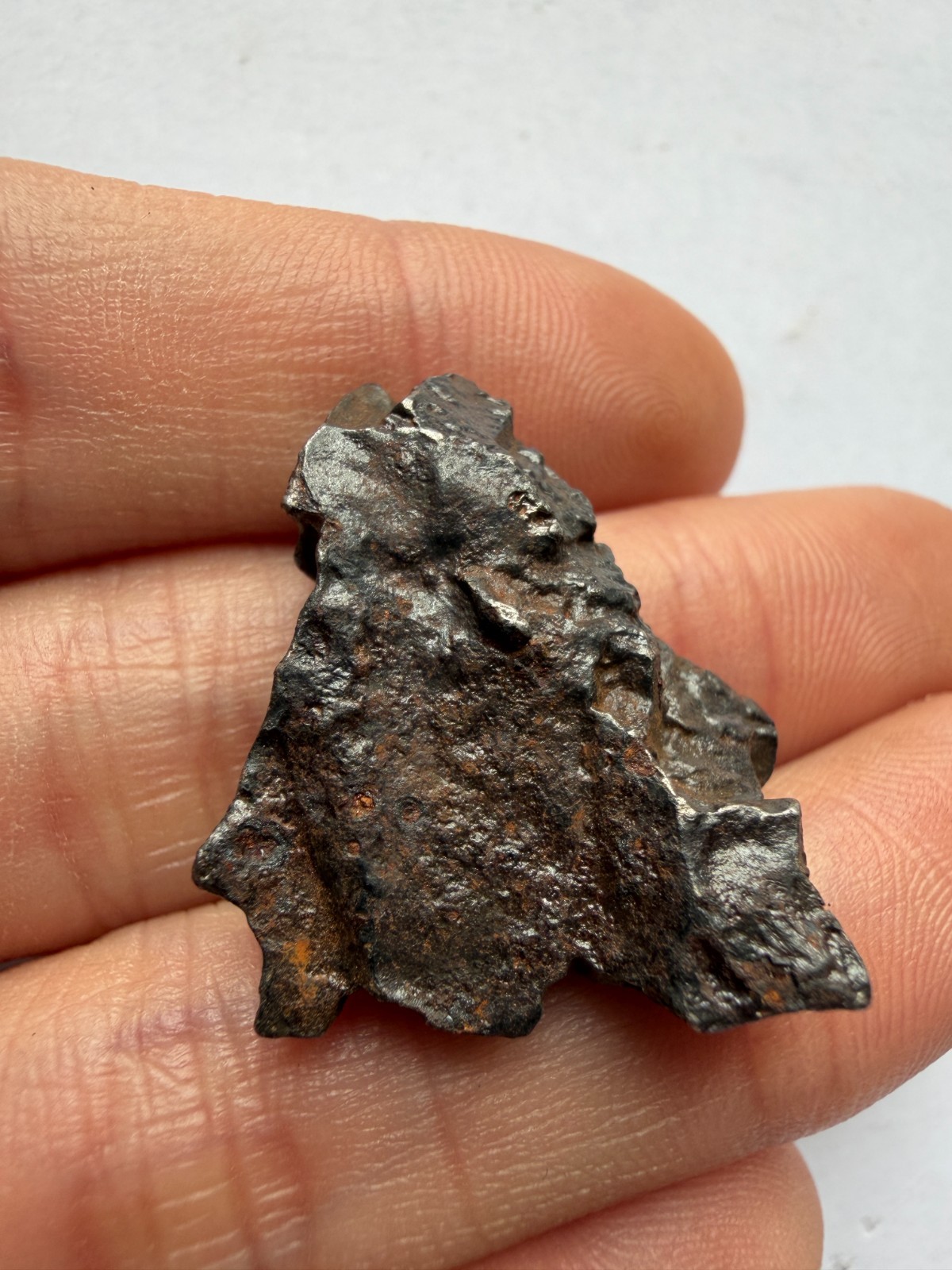 Sikhote-Alin Iron Meteorite 13.8g with Exemplary Regmaglypts Small Impact Crater