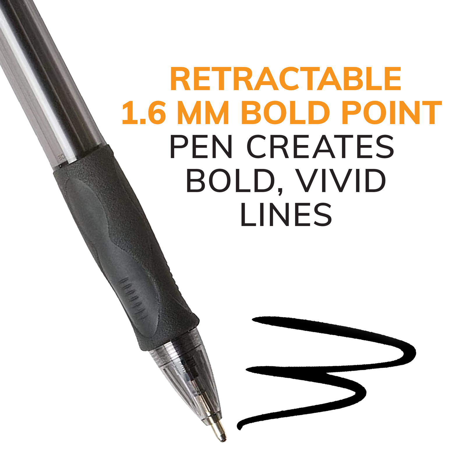 BIC Glide Bold Retractable Ball Pen, Black, 1.6mm Bold Point, 12 Pack