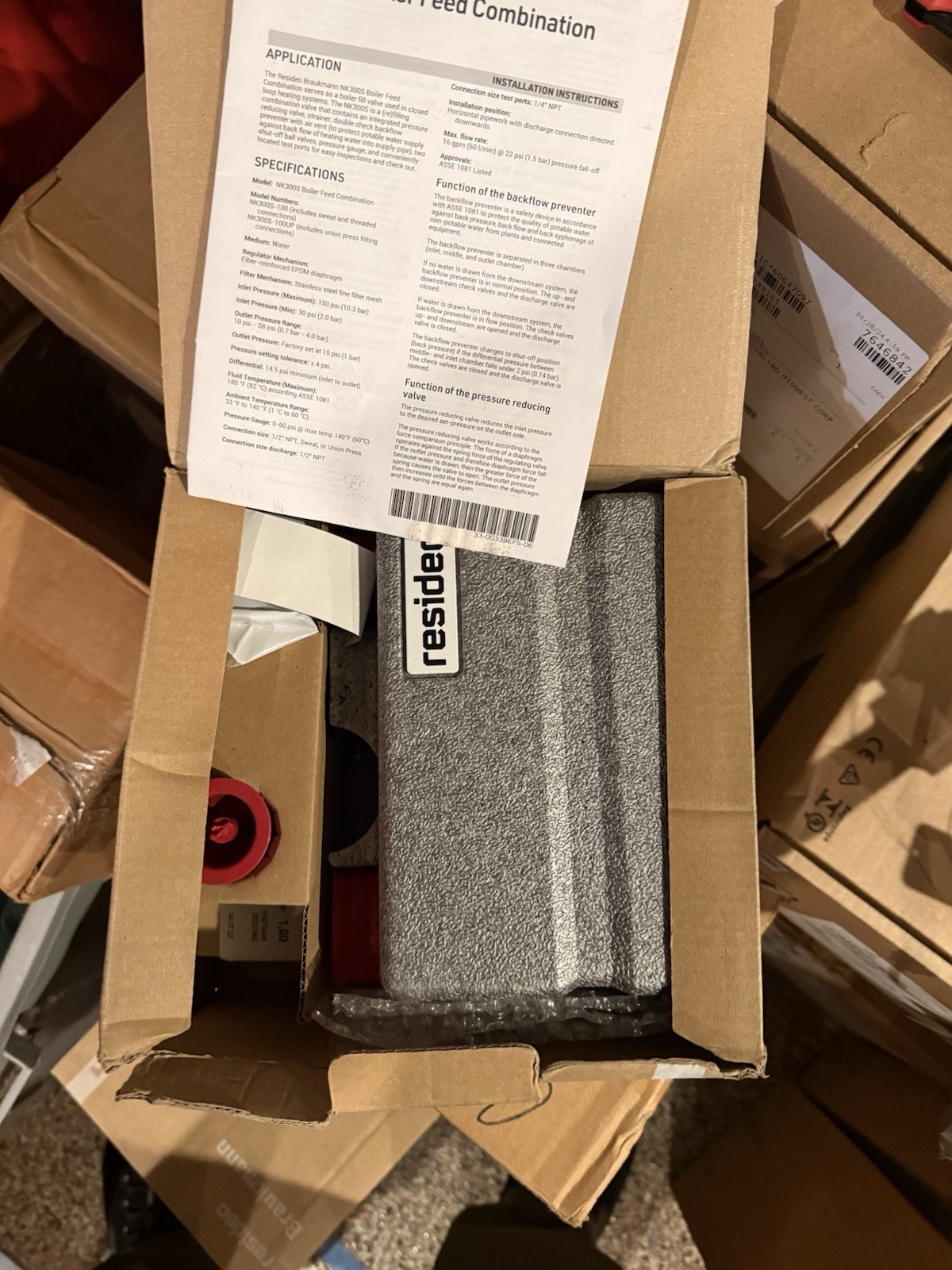 Resides Brazilian NK3000S-10 Boiler Feed valve