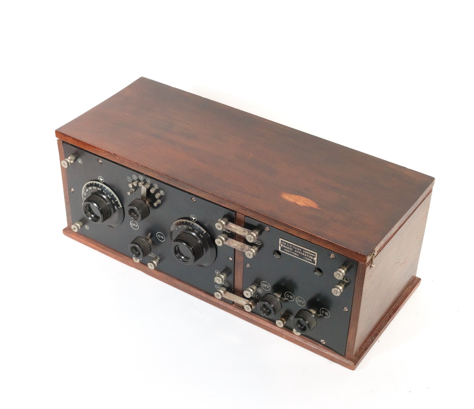 1922 Tuska 225 Split-Panel Radio w/Brass Base Tipped Tubes * Excellent * Works