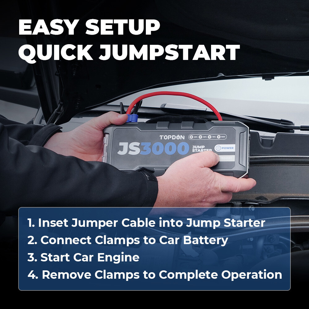 TOPDON JS3000 3000A Jump Starter For Cars And Battery Charger Booster Power Bank