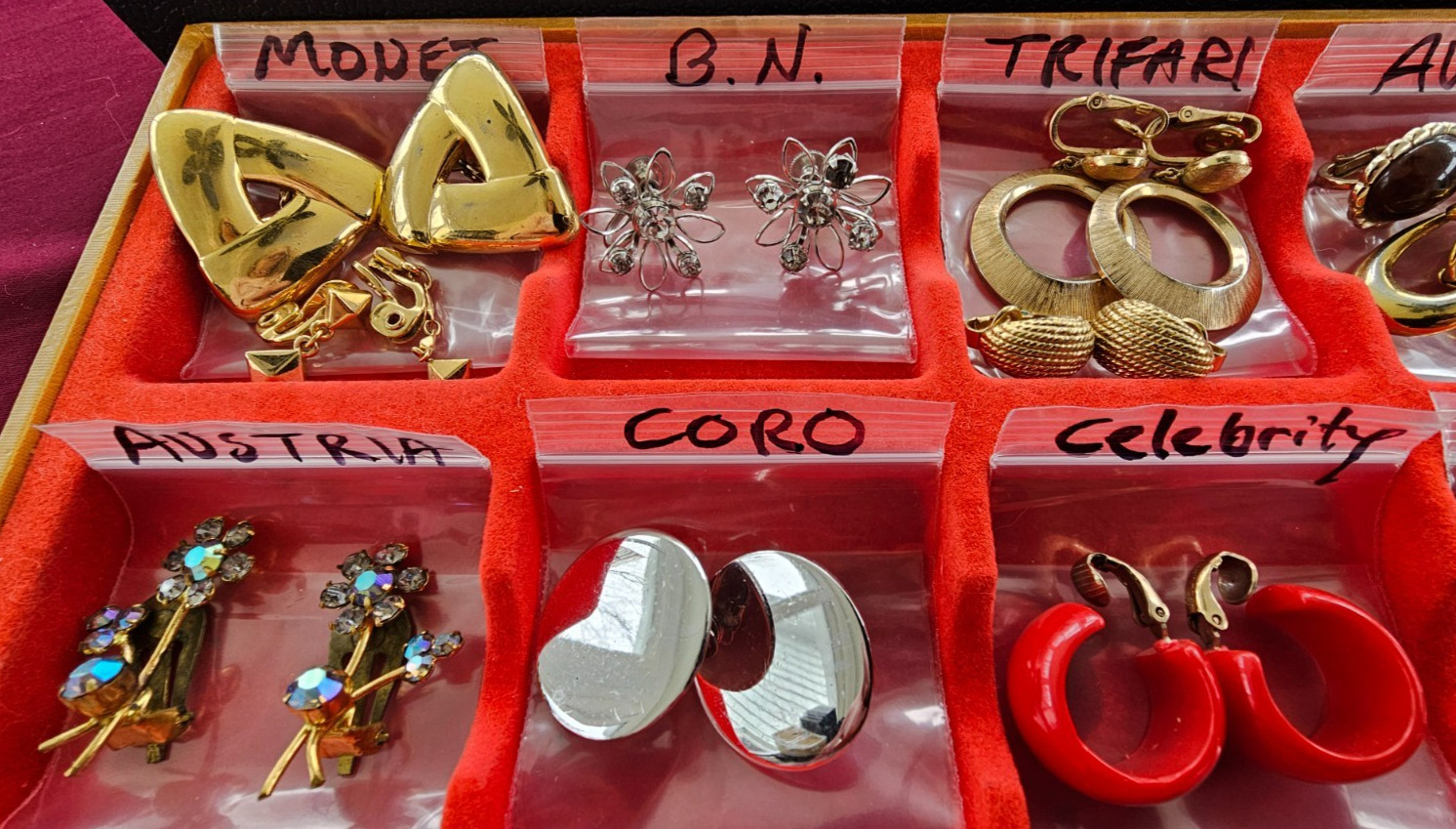 HUGE 121 Pair Clip Earring LOT St. John Napier Trifari Krementz Hilfiger Coro +