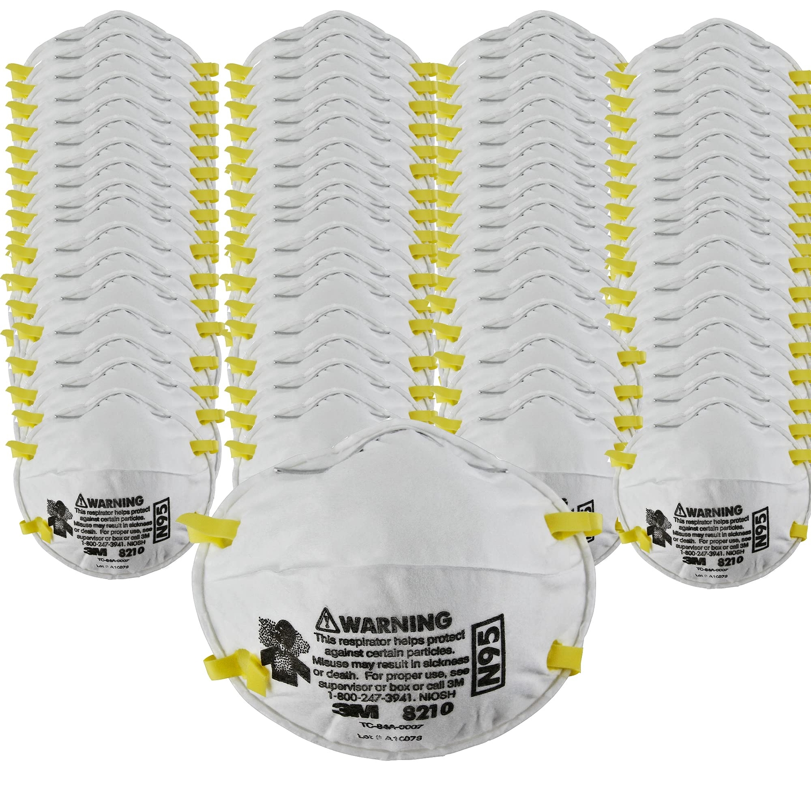 3M Personal Protective Equipment Particulate Respirator 8210, Pack of 160, N95