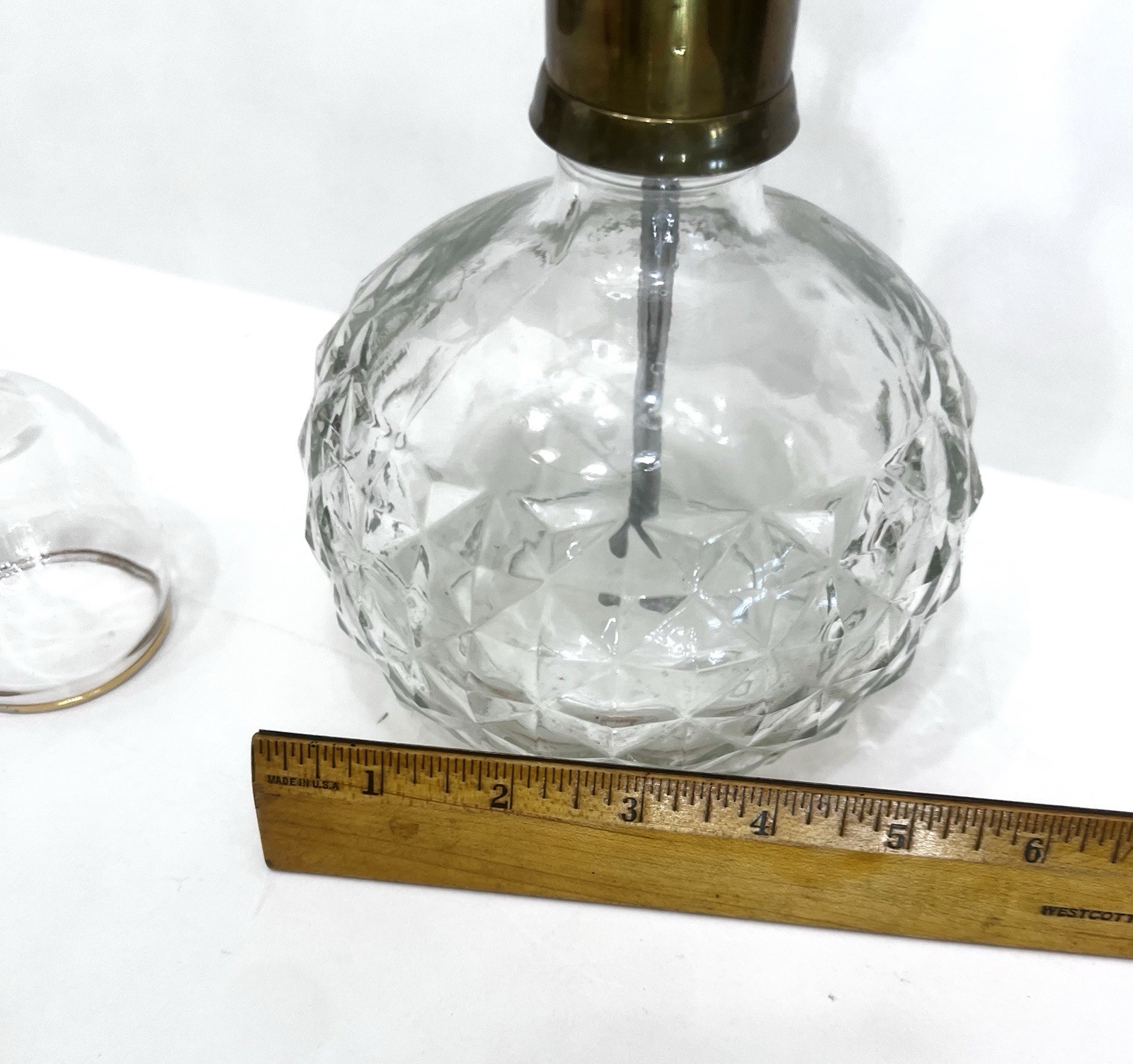 Vintage Park Sherman Liquor Dispenser Set with Brass Pump and 6 Gold Rim Glasses