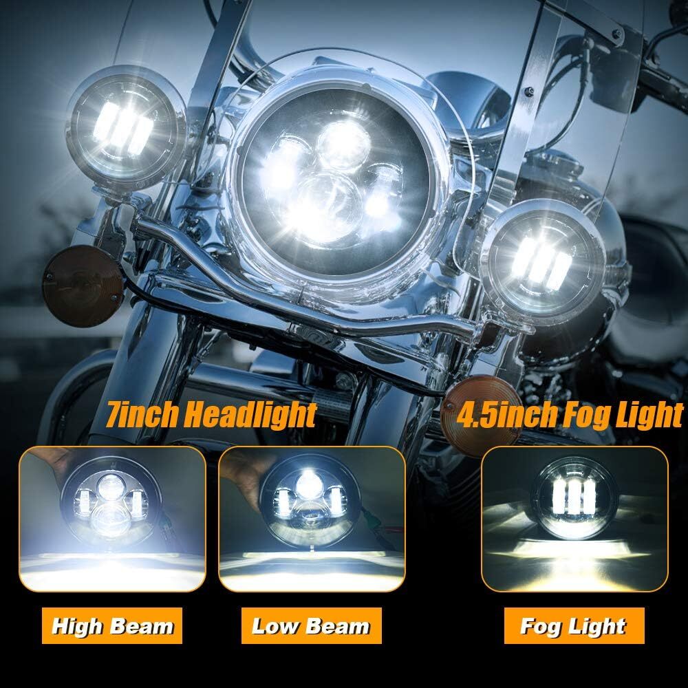 7" inch Led Headlight + 4.5" Fog Lights For Yamaha V-Star XVS 650 950 1100 1300