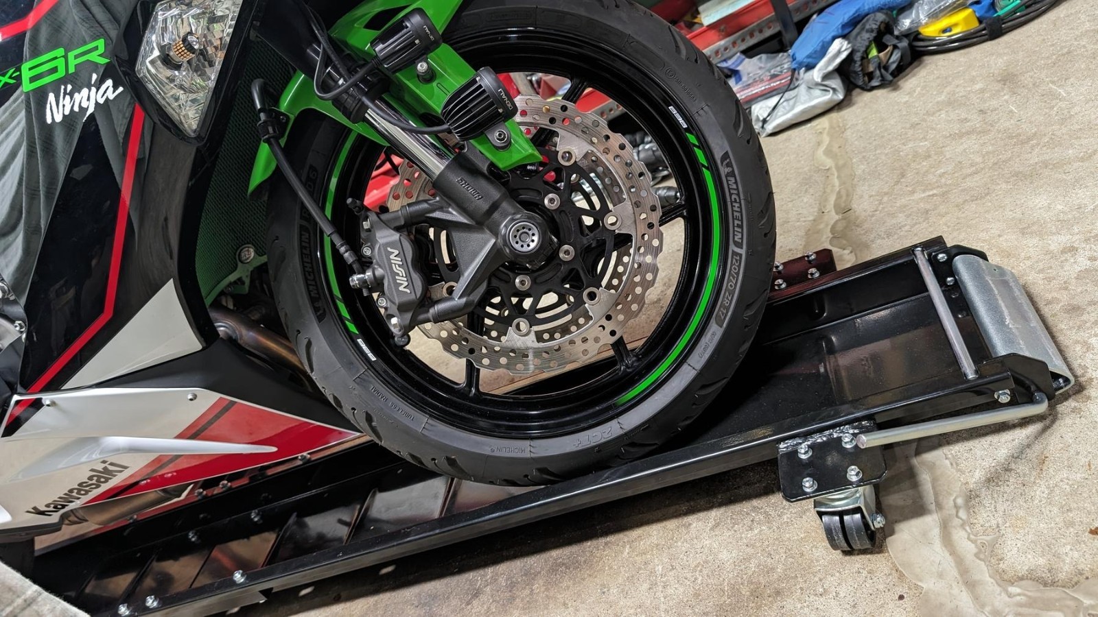 1250 lb Low Profile Motorcycle Dolly Heavy Duty Tilt Handles Garage Transport