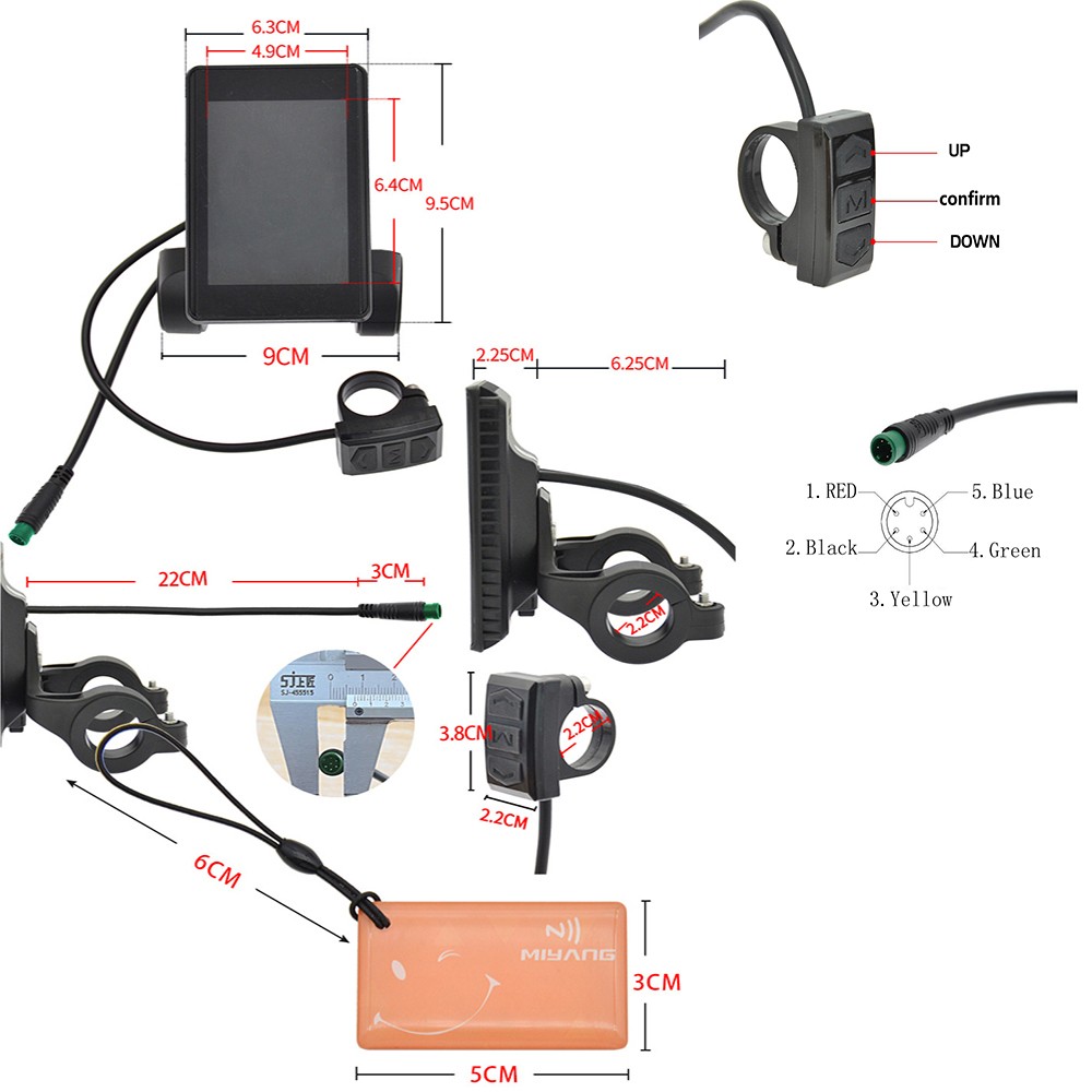 5Pins Electric Bike LCD Display Meter 24V 36V 48V Control Panel Waterproof Plug
