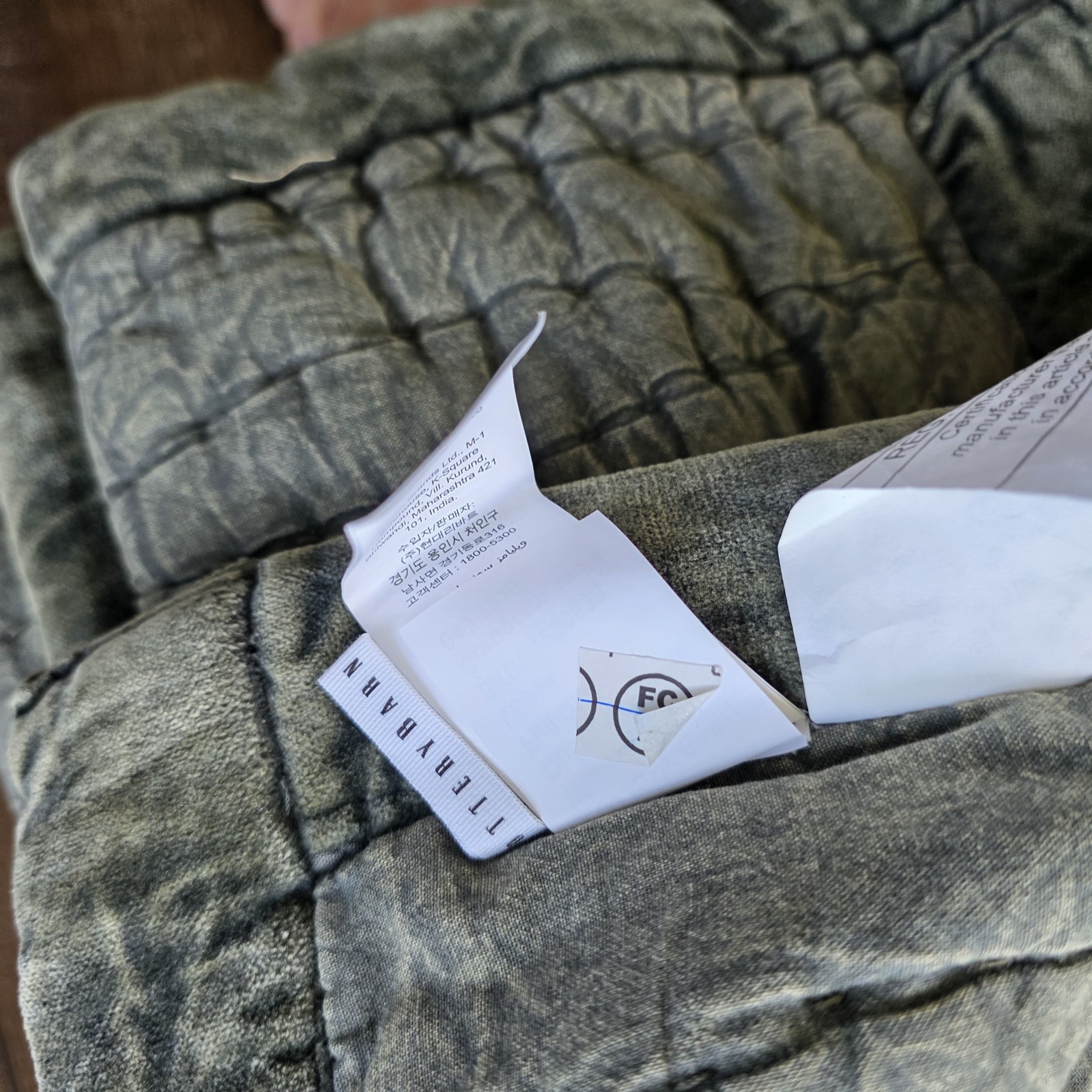 Pottery Barn Washed Velvet Handcrafted Quilt Full Queen Loden Green New