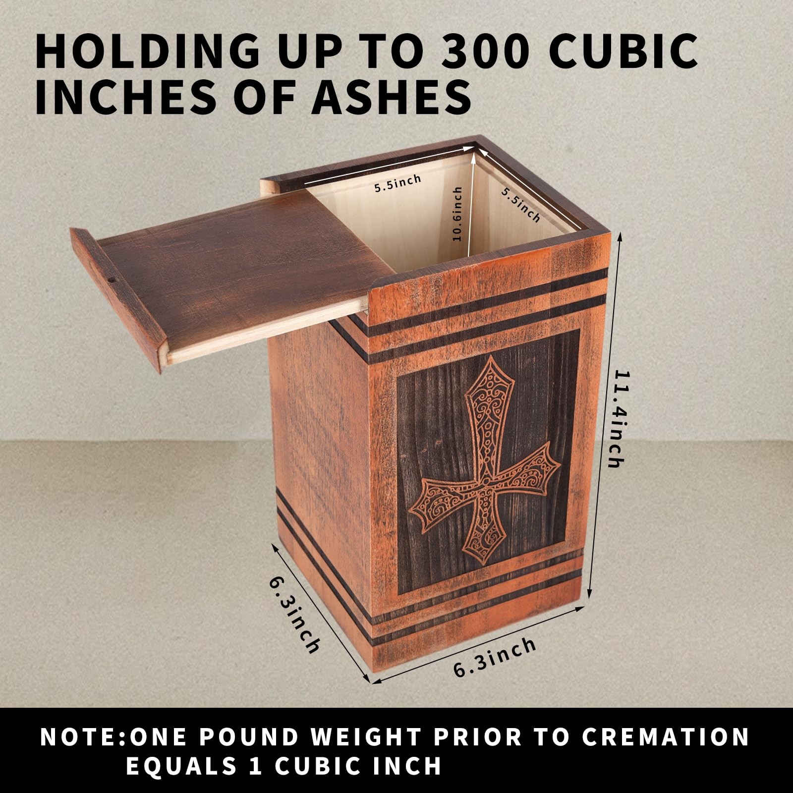 NEXFORTUNE Large Wooden Urns for Human Ashes Adult Large, Distressed Color