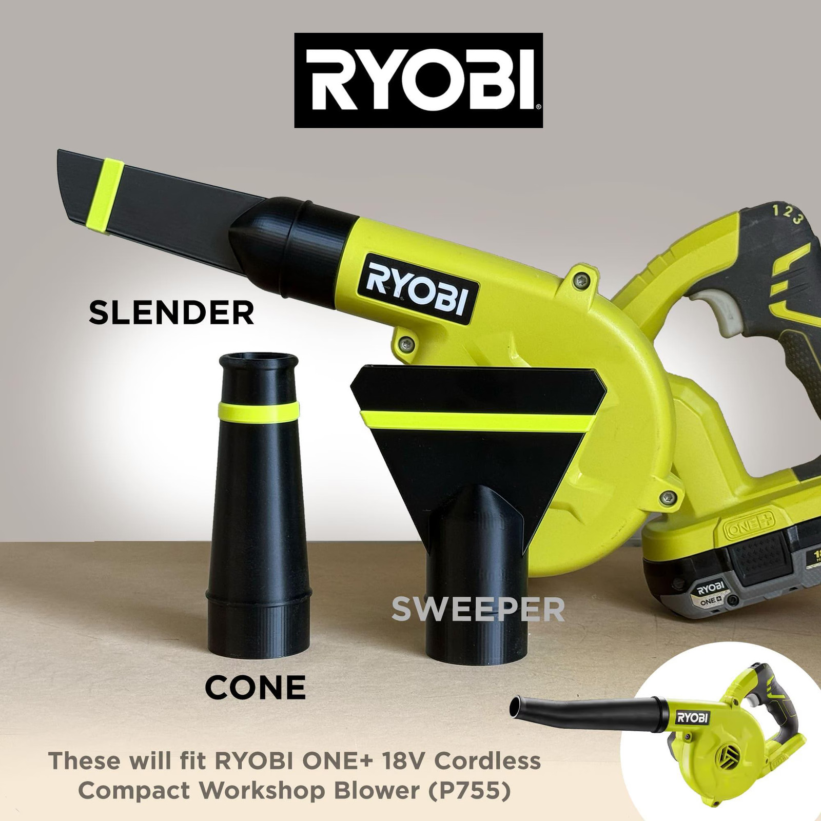 Nozzles for RYOBI 18V ONE+ Compact Workshop Blower Model P755