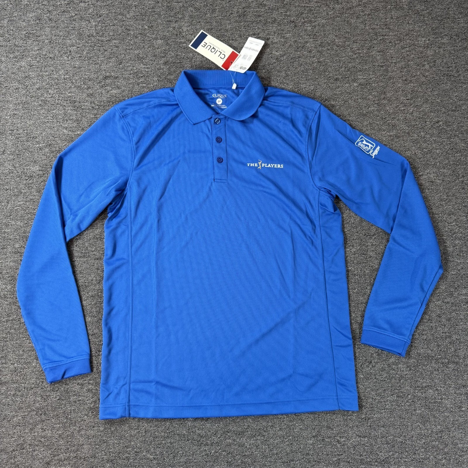 TPC Sawgrass The Players Men's Small Blue Long Sleeve Golf Polo