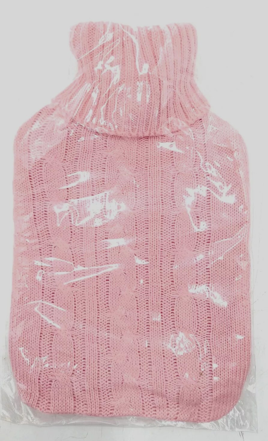 2L/2 Liter Pink Transparent Rubber Hot Water Bag/Bottle w/ Knit Sweater Cover