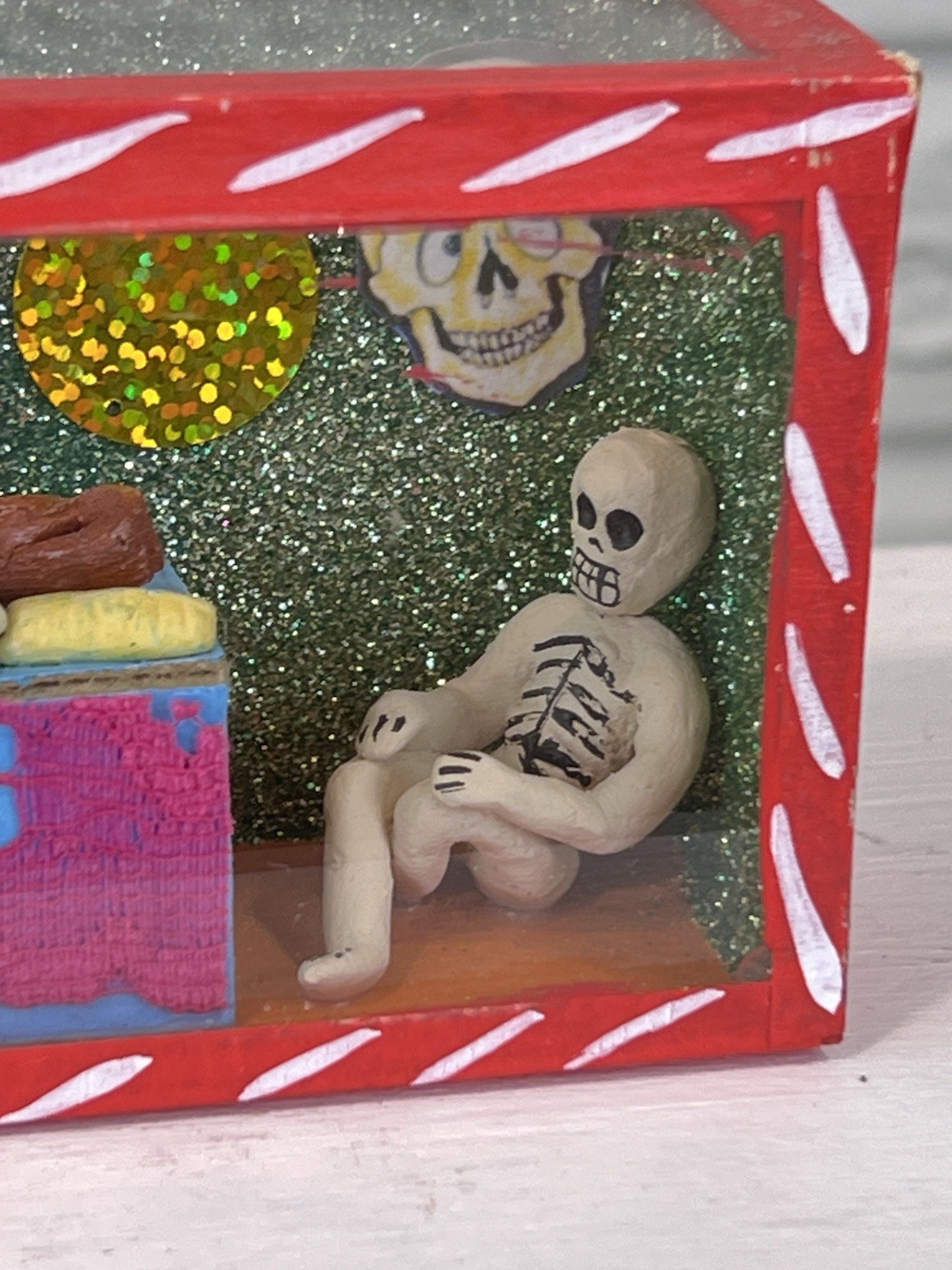 Mexican Day of the Dead Shadow Box Diorama Folk Art 2.5” by 6”