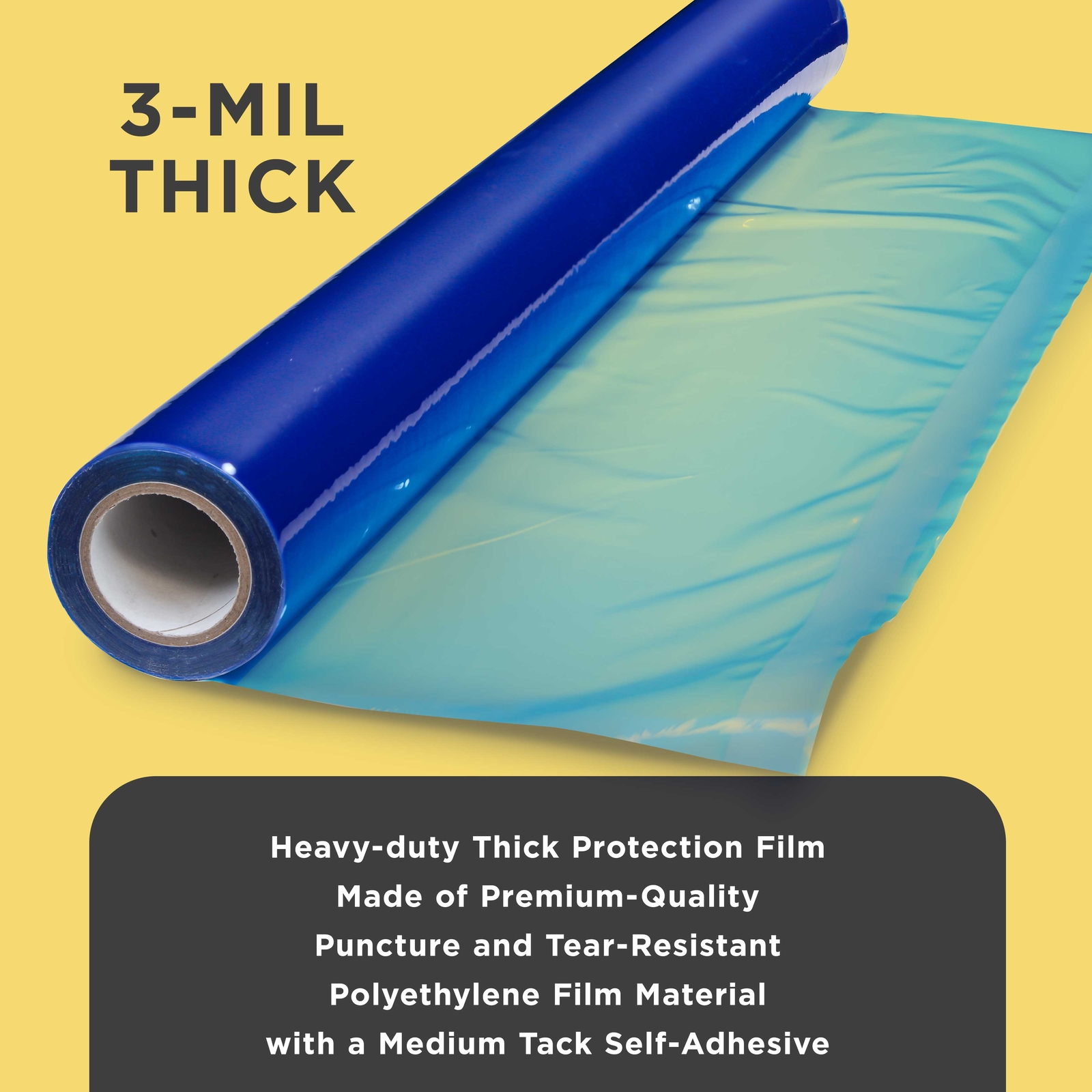 Floor Protection Film, 36" x 200' Roll - Self Adhesive Cover, Paint Spills, Dust