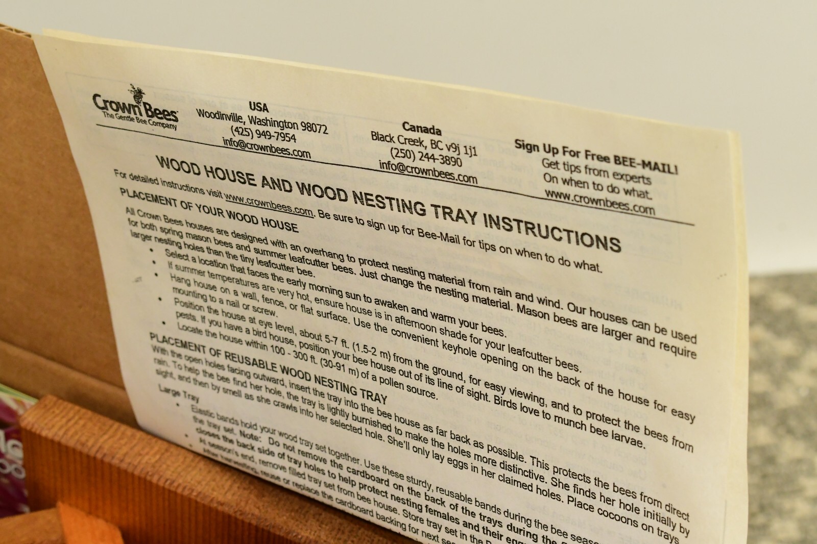 Crown Bees Bee Works Cabin Mason Bee House Kit Hotel w/ Bees for Order